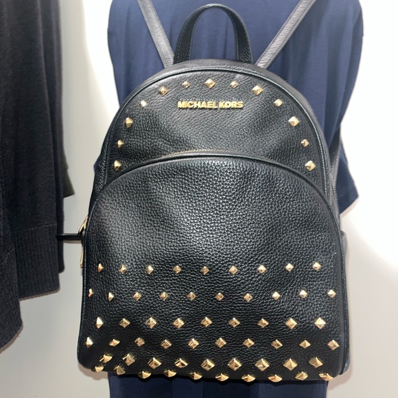 Michael Kors Handbags - Michael Kors Abbey Medium Studded Pebbled Leather Backpack